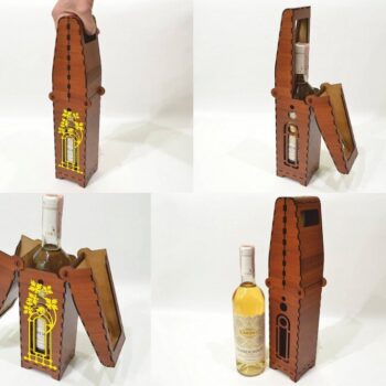 Intra απο ξύλο plywood 3mm-4mm πάχος - Κουτί κρασιού μονής φιάλης με λαβή Δίασταση 30x30 cm Intraeaxys-lopq0nk7 - Image 1