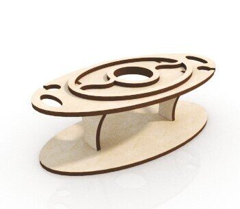 Intra απο ξύλο plywood 3mm-4mm πάχος - Τραπέζι με βάση κρασιού που χωράει μπουκάλι κρασιού και 2 ποτήρια κρασιού Δίασταση 30x30 cm Intraeaxys-eo20v6l7 - Image 1