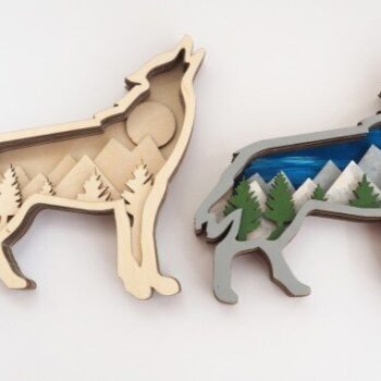 Intra απο ξύλο plywood 3mm-4mm πάχος - Ξύλινος Λύκος 3D Layered Art Δίασταση 30x30 cm Intraeaxys-joedq251 - Image 1