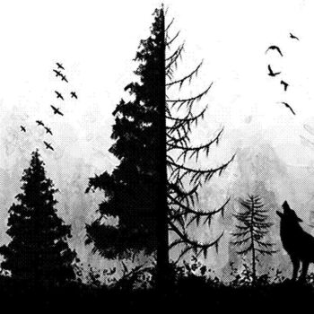 Intra απο ξύλο plywood 3mm-4mm πάχος - Λύκος που ουρλιάζει στα δέντρα Αρχείο προτύπου BMP χαρακτικής με λέιζερ Δίασταση 30x30 cm Intraeaxys-eo0qjy91 - Image 1