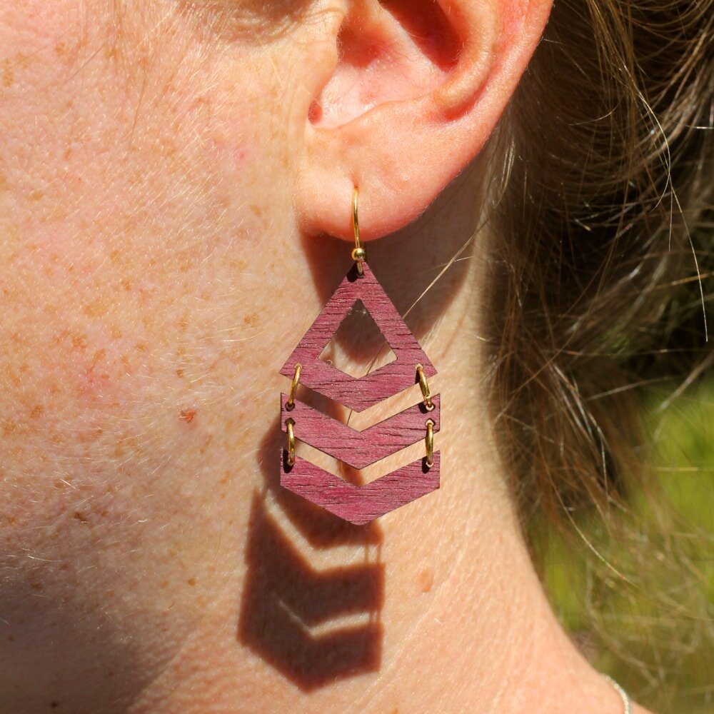 Intra απο ξύλο plywood 3mm-4mm πάχος - Ξύλινα Σκουλαρίκια Chevron Δίασταση 3x3 cm Intraeaxys-p7ym6n57