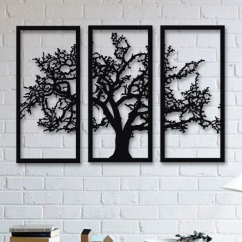 Intra απο ξύλο plywood 3mm-4mm πάχος - Διακόσμηση τοίχου δέντρου 3 πάνελ Δίασταση 30x30 cm Intraeaxys-r1z2kxl1 - Image 1