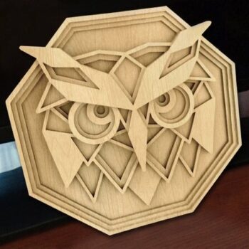 Intra απο ξύλο plywood 3mm-4mm πάχος - Διακόσμηση τοίχου με στρώσεις κουκουβάγιας Δίασταση 30x30 cm Intraeaxys-91jdy9g1 - Image 1