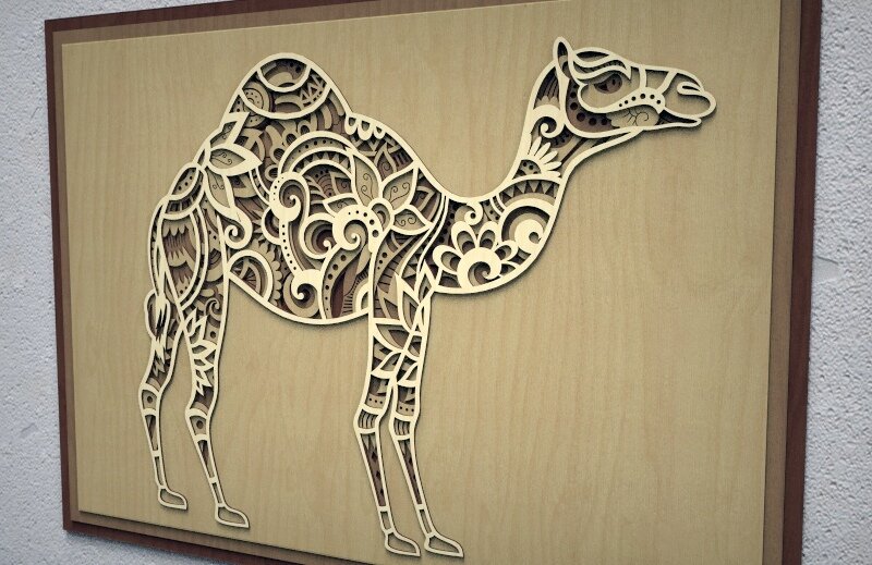 Intra απο ξύλο plywood 3mm-4mm πάχος - Camel 3D Multi Layer Wall Art Δίασταση 30x30 cm Intraeaxys-zo9y9k47