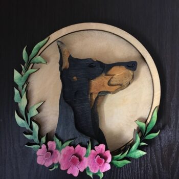 Intra απο ξύλο plywood 3mm-4mm πάχος - Τέχνη τοίχου Dobermann Layered Art Δίασταση 30x30 cm Intraeaxys-p7ymelz7 - Image 1