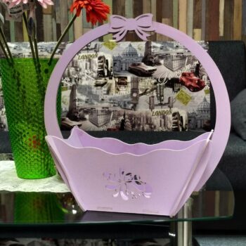 Intra απο ξύλο plywood 3mm-4mm πάχος - Διακοσμητικό καλάθι καραμέλας λουλουδιών με λαβή Δίασταση 30x30 cm Intraeaxys-6o3yjzj7 - Image 1