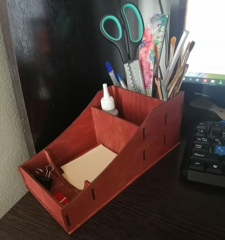 Intra απο ξύλο plywood 3mm-4mm πάχος - Desk Storage Organizer Βάση αποθήκευσης προμηθειών γραφείου σπιτιού Δίασταση 30x30 cm Intraeaxys-r1z2wr21