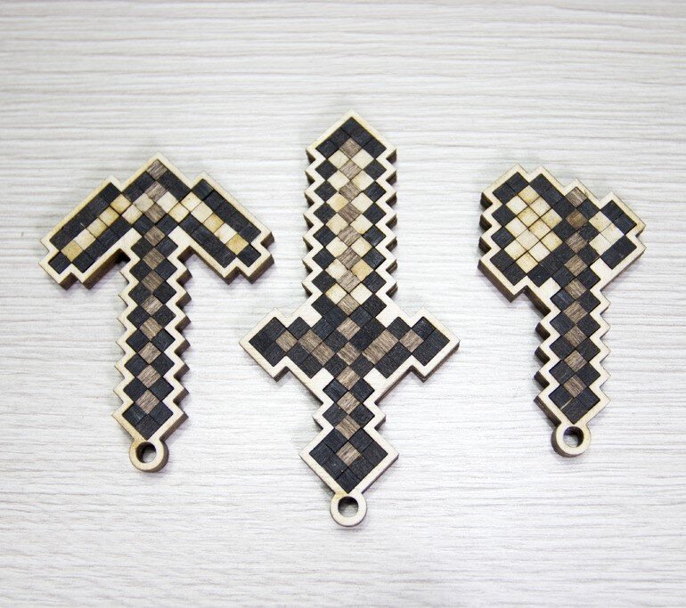 Intra απο ξύλο plywood 3mm-4mm πάχος - Μπρελόκ Minecraft Δίασταση 5x5 cm Intraeaxys-51rr6zm1