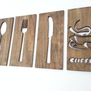 Intra απο ξύλο plywood 3mm-4mm πάχος - Coffee Bar Sign Modern Kitchen Art CNC Router Laser Δίασταση 30x30 cm Intraeaxys-pok62d7j