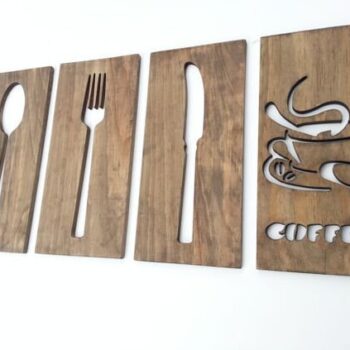 Intra απο ξύλο plywood 3mm-4mm πάχος - Coffee Bar Sign Modern Kitchen Art CNC Router Laser Δίασταση 30x30 cm Intraeaxys-pok62d7j - Image 1