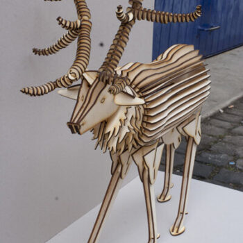 Intra απο ξύλο plywood 3mm-4mm πάχος - 3D ξύλινο μοντέλο ελαφιού Δίασταση 30x30 cm Intraeaxys-eo20rd37 - Image 1