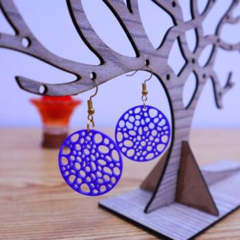 Intra απο ξύλο plywood 3mm-4mm πάχος - Ακρυλικά Σκουλαρίκια κύκλου Δίασταση 3x3 cm Intraeaxys-51rr3dr1 - Image 4