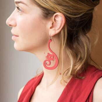 Intra απο ξύλο plywood 3mm-4mm πάχος - Cute Cat Earrings Cat Jewelry Δίασταση 3x3 cm Intraeaxys-075yp3po - Image 1