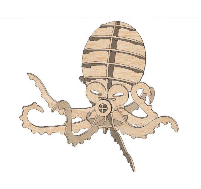 Intra απο ξύλο plywood 3mm-4mm πάχος - Kraken 3D Puzzle Δίασταση 30x30 cm Intraeaxys-67wlj521
