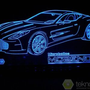 Intra απο ξύλο plywood 3mm-4mm πάχος - Ακρυλικό τρισδιάστατο φωτιστικό Aston Martin One-77 Sports Car Δίασταση 20x20 cm Intraeaxys-eo4qjp97