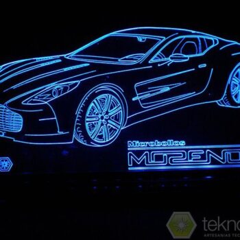 Intra απο ξύλο plywood 3mm-4mm πάχος - Ακρυλικό τρισδιάστατο φωτιστικό Aston Martin One-77 Sports Car Δίασταση 20x20 cm Intraeaxys-eo4qjp97 - Image 1