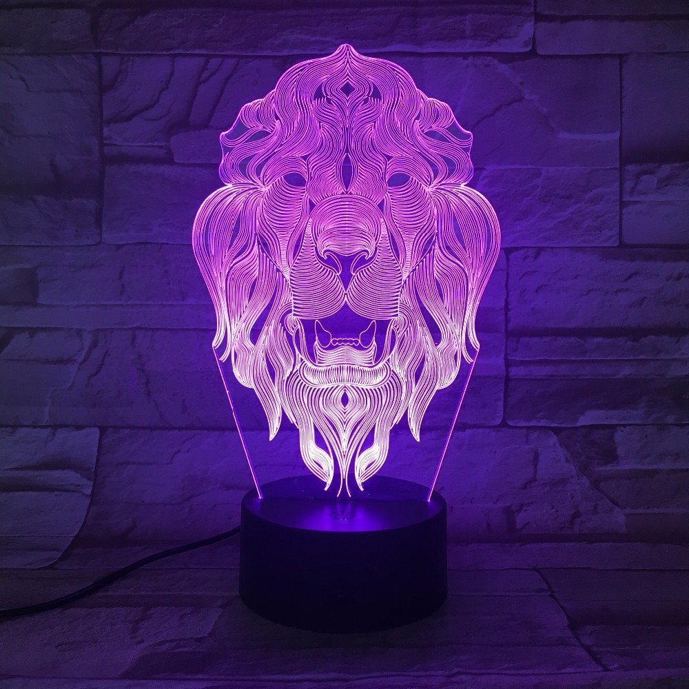 Intra απο ξύλο plywood 3mm-4mm πάχος - Ακρυλικό 3D Lion Animal Night Light Δίασταση 20x20 cm Intraeaxys-p7ym2l57