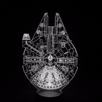 Intra απο ξύλο plywood 3mm-4mm πάχος - Star Wars Millennium Falcon 3D Lamp Δίασταση 30x30 cm Intraeaxys-eo202pq7 - Image 3