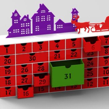 Intra απο ξύλο plywood 3mm-4mm πάχος - Ημερολόγιο Χριστουγέννων 31 ημερών Ημερολόγιο Δεκεμβρίου Δίασταση 30x30 cm Intraeaxys-ro6y89q7 - Image 1