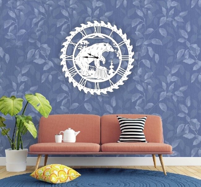 Intra απο ξύλο plywood 3mm-4mm πάχος - Ρολόι τοίχου Bear Διακόσμηση τοίχου Δίασταση 30x30 cm Intraeaxys-m1d6l537