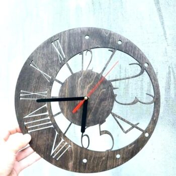 Intra απο ξύλο plywood 3mm-4mm πάχος - Σύγχρονο και μοντέρνο ρολόι τοίχου Δίασταση 30x30 cm Intraeaxys-078yllmo - Image 4