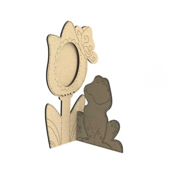 Intra απο ξύλο plywood 3mm-4mm πάχος - Κορνίζα με λουλούδι και βάτραχο Δίασταση 30x30 cm Intraeaxys-zo9yzgy7 - Image 1