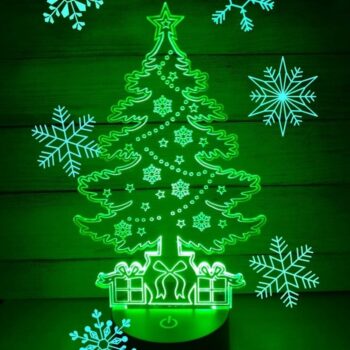 Intra απο ξύλο plywood 3mm-4mm πάχος - Χριστουγεννιάτικο δέντρο τρισδιάστατο νυχτερινό φως Δίασταση 30x30 cm Intraeaxys-91jd9w81 - Image 1