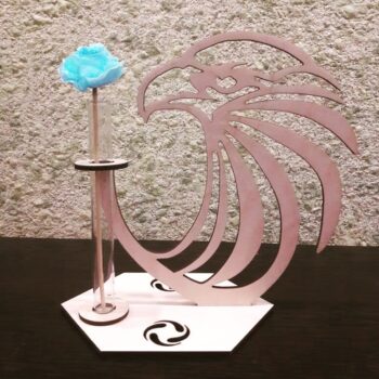 Intra απο ξύλο plywood 3mm-4mm πάχος - Δοκιμαστικό βάζο Wood Eagle Head Crystal Glass Βάζο Ξύλινη Βάση Γλάστρα Δίασταση 30x30 cm Intraeaxys-67wlmjl1 - Image 1