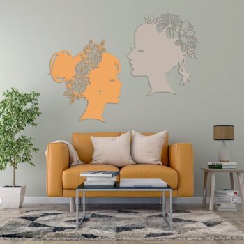 Intra απο ξύλο plywood 3mm-4mm πάχος - Αυτοκόλλητο τοίχου Flower Lady Δίασταση 30x30 cm Intraeaxys-eo4qlz97 - Image 1