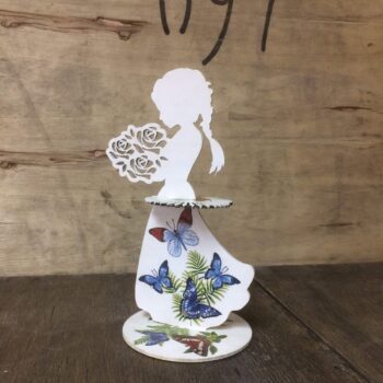 Intra απο ξύλο plywood 3mm-4mm πάχος - Κορίτσι με θήκη χαρτοπετσέτας μπουκέτο λουλουδιών Δίασταση 30x30 cm Intraeaxys-075ym20o - Image 1