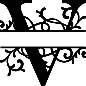 Intra απο ξύλο plywood 3mm-4mm πάχος - Flourished Split Monogram V Letter Δίασταση 30x30 cm Intraeaxys-joedrnn1 - Image 1