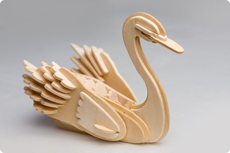 Intra απο ξύλο plywood 3mm-4mm πάχος - Swan 3D Puzzle 3mm Δίασταση 30x30 cm Intraeaxys-yonj0y1r