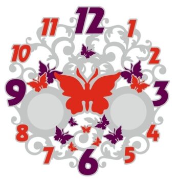 Intra απο ξύλο plywood 3mm-4mm πάχος - Διακοσμητικό ρολόι τοίχου πεταλούδα Δίασταση 30x30 cm Intraeaxys-51rrxjv1 - Image 1