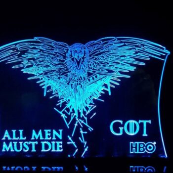 Intra απο ξύλο plywood 3mm-4mm πάχος - All Men Must Die Ακρυλικό 3d Lamp Game Of Thrones Δίασταση 20x20 cm Intraeaxys-pok3xzk7 - Image 1