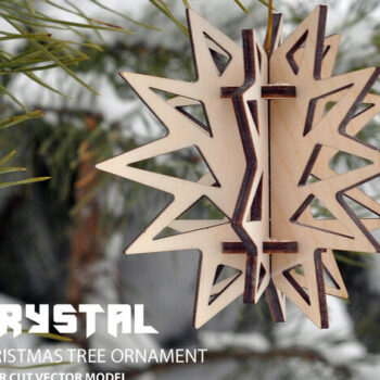 Intra απο ξύλο plywood 3mm-4mm πάχος - Κρύσταλλο. Στολίδι χριστουγεννιάτικου δέντρου Δίασταση 10x10 cm Intraeaxys-joe4l816 - Image 1