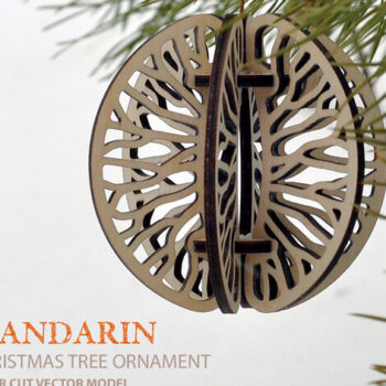 Intra απο ξύλο plywood 3mm-4mm πάχος - Μανταρίνι. Στολίδι χριστουγεννιάτικου δέντρου Δίασταση 10x10 cm Intraeaxys-loprvk1w - Image 1