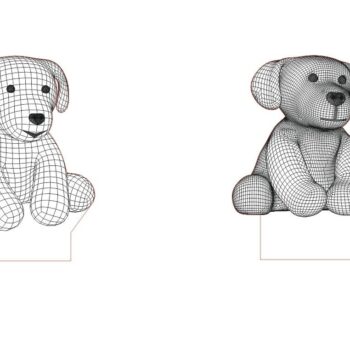 Intra απο ξύλο plywood 3mm-4mm πάχος - Κουτάβια 3D LED Night Light Δίασταση 30x30 cm Intraeaxys-r7v94lod - Image 1