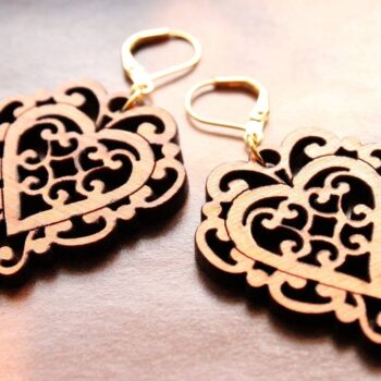 Intra απο ξύλο plywood 3mm-4mm πάχος - Σκουλαρίκια καρδιά ή μενταγιόν Δίασταση 3x3 cm Intraeaxys-eo20kxl7 - Image 1