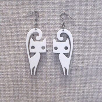 Intra απο ξύλο plywood 3mm-4mm πάχος - Σκουλαρίκια γάτας Δίασταση 3x3 cm Intraeaxys-6o3m8j7n - Image 1