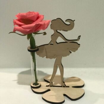 Intra απο ξύλο plywood 3mm-4mm πάχος - Κορίτσι με βάση βάζου δοκιμαστικού σωλήνα λουλουδιών Δίασταση 30x30 cm Intraeaxys-91jdx9p1 - Image 1