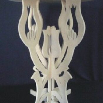 Intra απο ξύλο plywood 3mm-4mm πάχος - Τραπέζι σε σχήμα λουλουδιού Δίασταση 30x30 cm Intraeaxys-r1z2v521 - Image 1