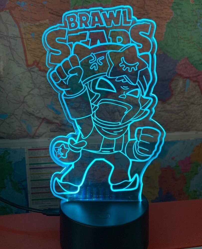 Intra απο ξύλο plywood 3mm-4mm πάχος - Brawl Stars Nightlight 3D Illusion Lamp Δίασταση 30x30 cm Intraeaxys-078yrmjo