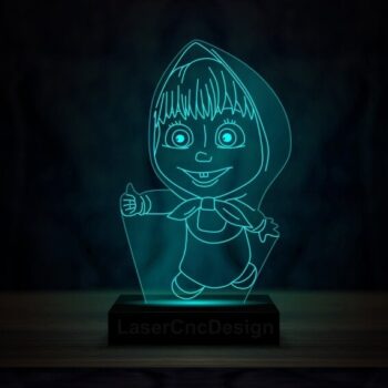 Intra απο ξύλο plywood 3mm-4mm πάχος - Ακρυλικό τρισδιάστατο φωτιστικό Masha And The Bear Δίασταση 20x20 cm Intraeaxys-eoxlm5jo - Image 1