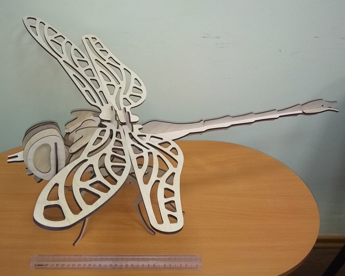 Intra απο ξύλο plywood 3mm-4mm πάχος - 3D Ξύλινη Dragonfly Δίασταση 30x30 cm Intraeaxys-ro6ywd37