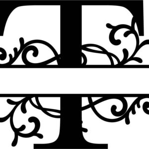 Intra απο ξύλο plywood 3mm-4mm πάχος - Γράμμα Τ Flourished Split Monogram Δίασταση 30x30 cm Intraeaxys-6o3y8dp7