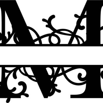 Intra απο ξύλο plywood 3mm-4mm πάχος - Flourished Split Monogram M Letter Δίασταση 30x30 cm Intraeaxys-qomm6x4o - Image 1