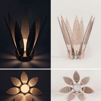 Intra απο ξύλο plywood 3mm-4mm πάχος - Διακοσμητικό φωτιστικό λουλουδιών Δίασταση 30x30 cm Intraeaxys-d1l4zyom - Image 1