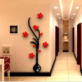 Intra απο ξύλο plywood 3mm-4mm πάχος - Βάζο Flower Tree Κρυστάλλινο Ακρυλικό τέχνη τοίχου Δίασταση 20x20 cm Intraeaxys-ro6xmnox - Image 1