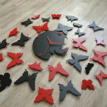 Intra απο ξύλο plywood 3mm-4mm πάχος - DIY μοντέρνο ρολόι τοίχου πεταλούδα Δίασταση 30x30 cm Intraeaxys-r1z2rv21 - Image 1