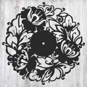 Intra απο ξύλο plywood 3mm-4mm πάχος - Πρότυπο ρολόι τοίχου με λουλούδια Δίασταση 30x30 cm Intraeaxys-075y520o